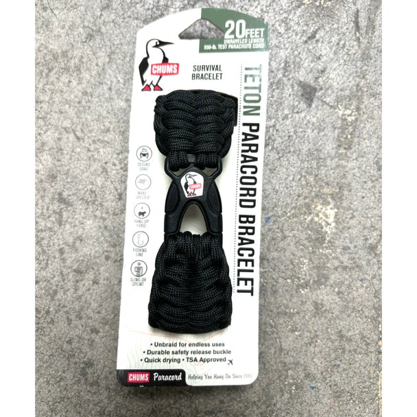 Chums Teton Paracord Bracelet, 20 Feet, Black