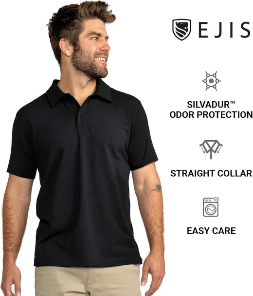 Ejis Men's Regular Black Polo Shirt