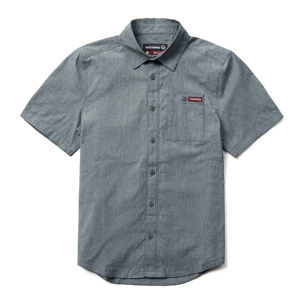 Wolverine Men's Grayson II Short Sleeve Chambray Concrete Shirt