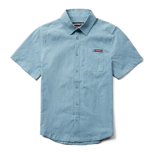 Wolverine Men's Grayson II Short Sleeve Chambray Concrete Shirt